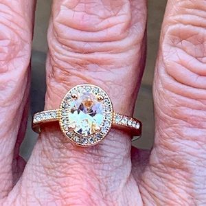 Micro pave faux diamond halo ring